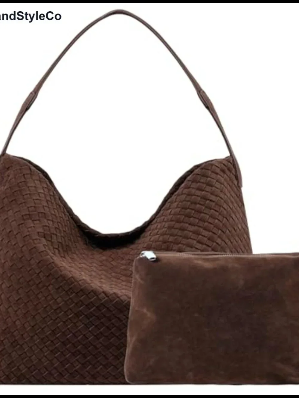 Vintage Suede Woven Hobo Bag, Large Faux Leather Shoulder Tote Handbag with